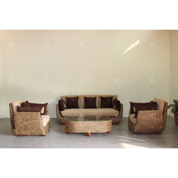 Environmentally friendly Design Water Hyacinth Wicker Sofa Set for Living Room